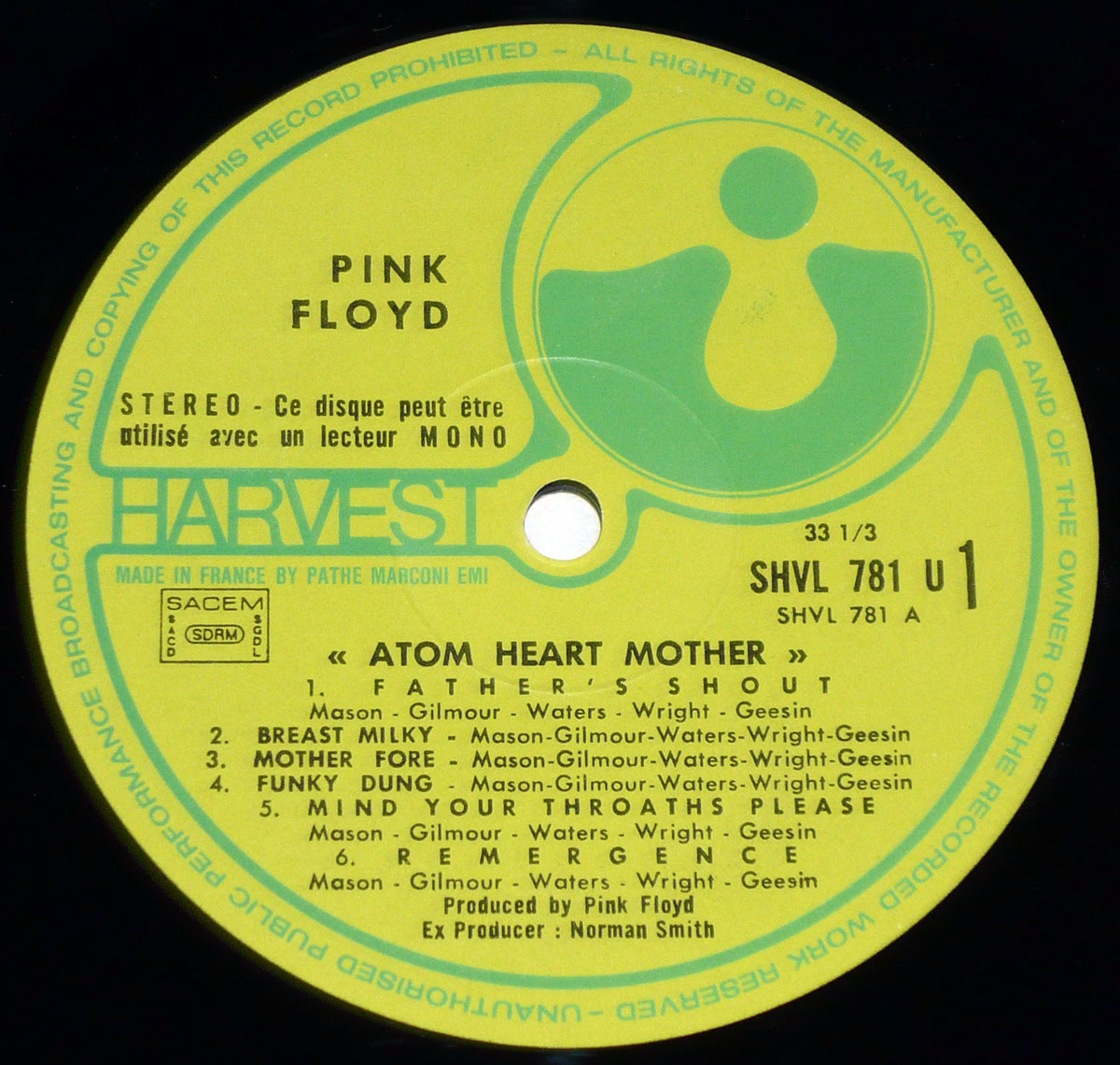 High Resolution Photo #4 PINK FLOYD Atom Heart France 1st 